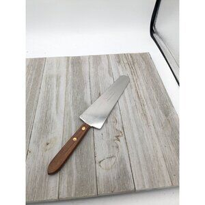 Vintage Burnco Stainless Cake Pie Serrated Spatula Server 9 1/2" Wood Handle